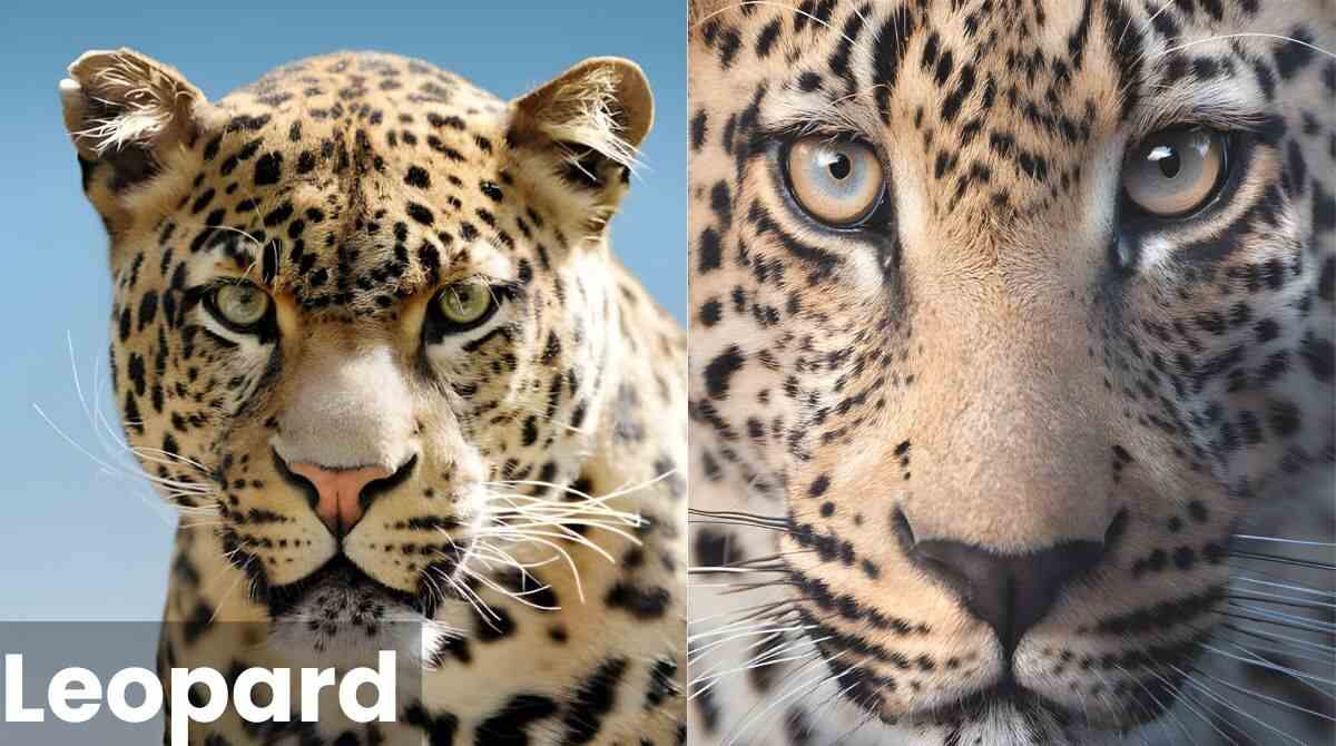 The Face and Head Comparison of Leopard