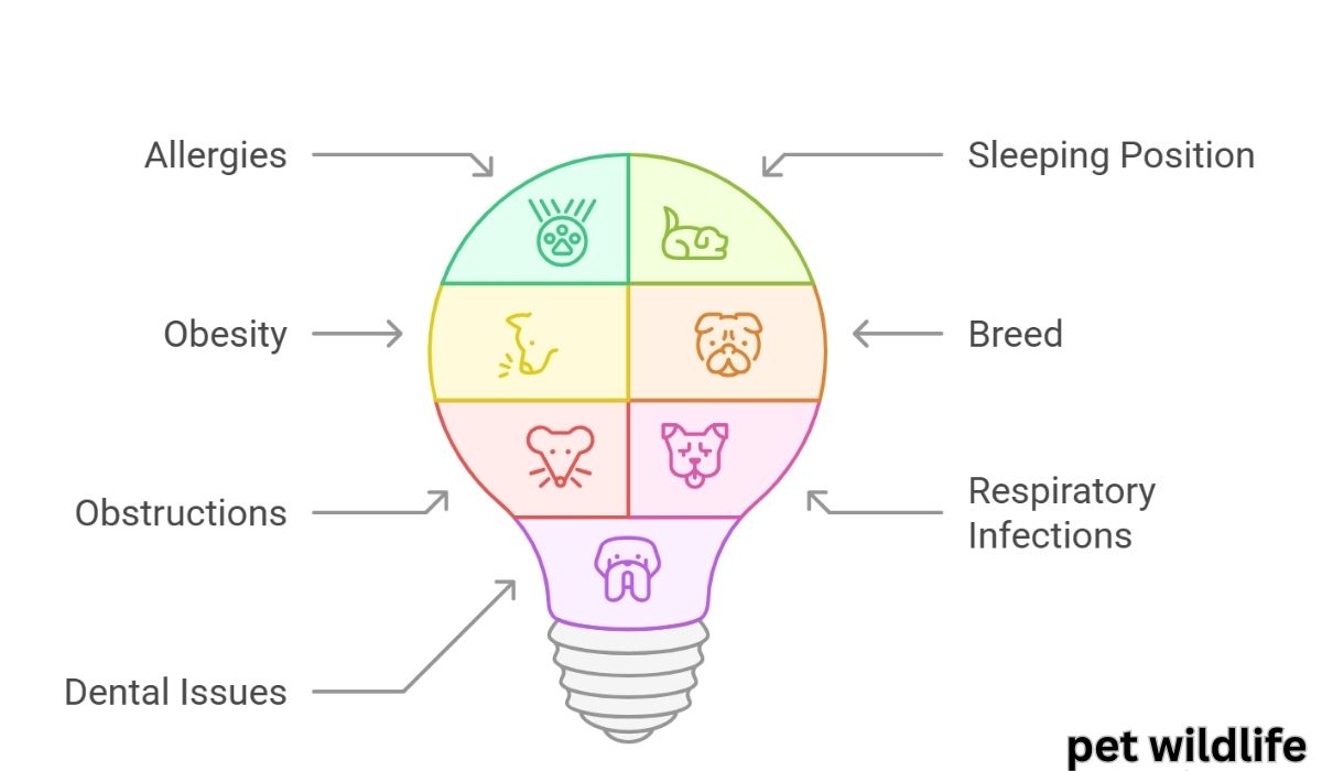 Infographic showing common causes of dog snoring.